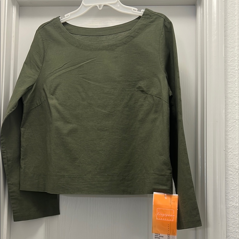 Olive Green Long Sleeve Top – Basic Layering Piece – New with Tags
